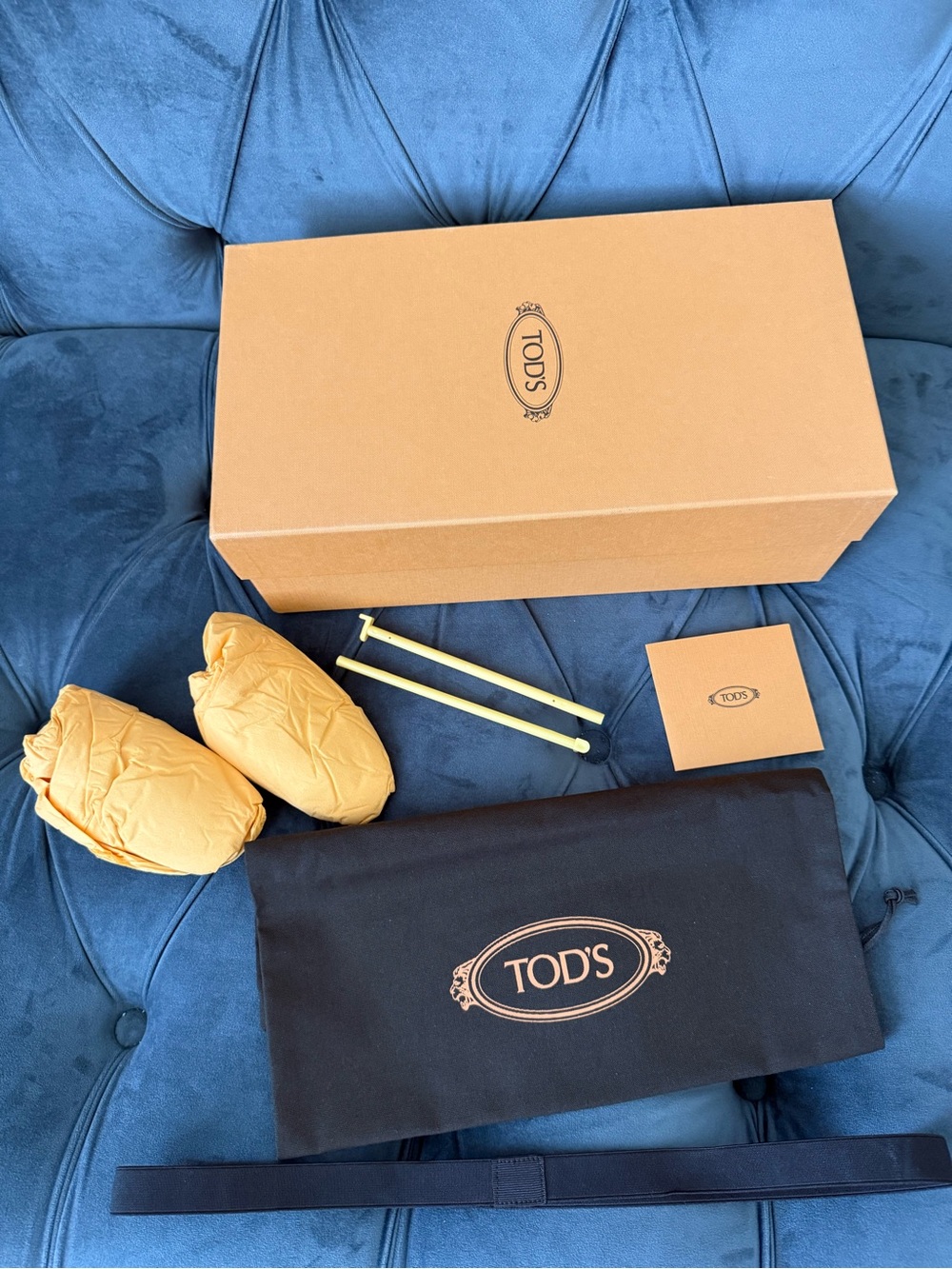 Tod's Tan Shoe Box & Black Branded Dust Bag Set